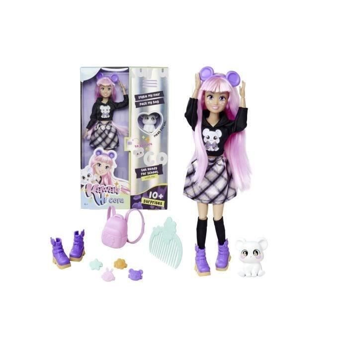 Poupée Mannequin Cora Simba Kawaii Hi - Articulée, à Coiffer Avec Plein D'accessoires + Sa Souris Kurumi - Dès 4 Ans
