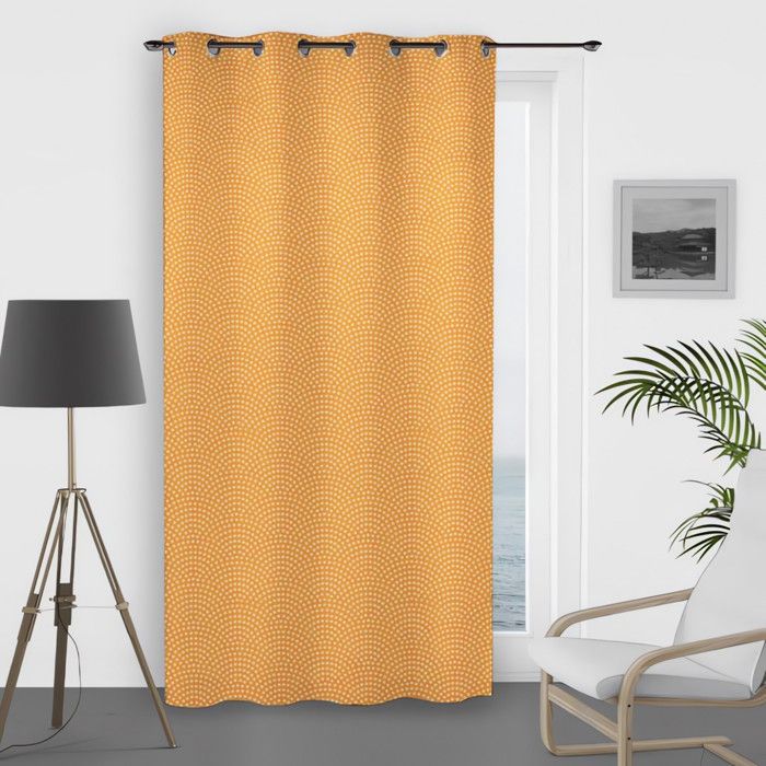 Soleil D Ocre Rideau A Oeillets Paon 135 X 250 Cm Jaune Curry Achat Vente Rideau Cdiscount