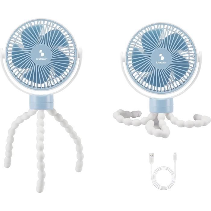 2 Ventilateurs Télescopiques Rechargeables 18,5 Cm - Avec Batterie Externe, Pearl
