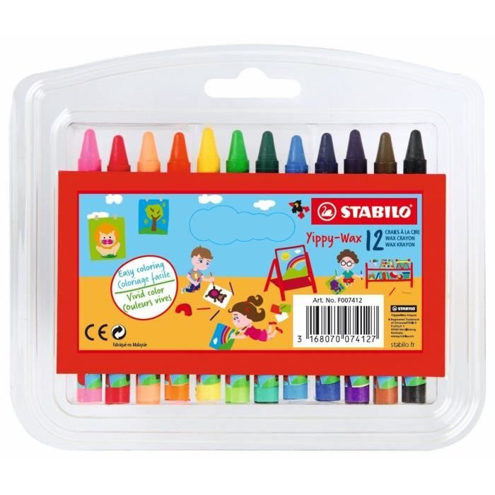 Lot de 8 crayons de cire Jumbo pour coloriage peinture prise en main facile 