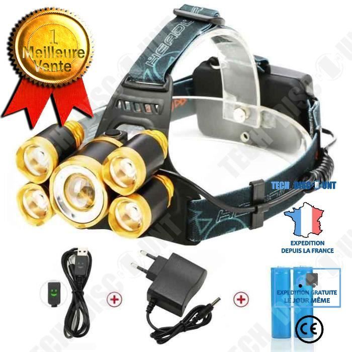 Lampe Frontale LED Puissante Rechargeable 2 batteries fournies *NEUF* 