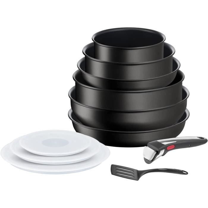 Tefal Ingenio Eco Resist On Batterie de cuisine 11 p, Empilable, Induction, Facile a nettoyer, Revetement antiadhesif, Indica