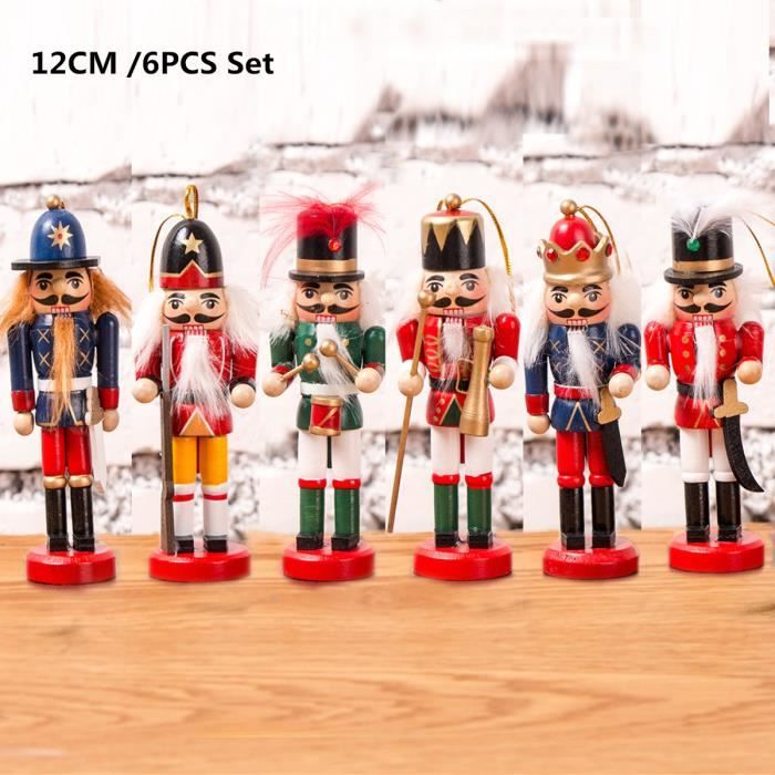 Yanni Lot de 4 figurines miniatures en bois Casse-noisette pour poup/ée soldat