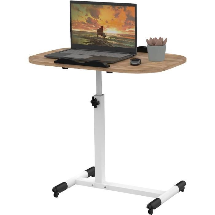 Bureau d'ordinateur à roulette, hauteur ajustable, table portable
