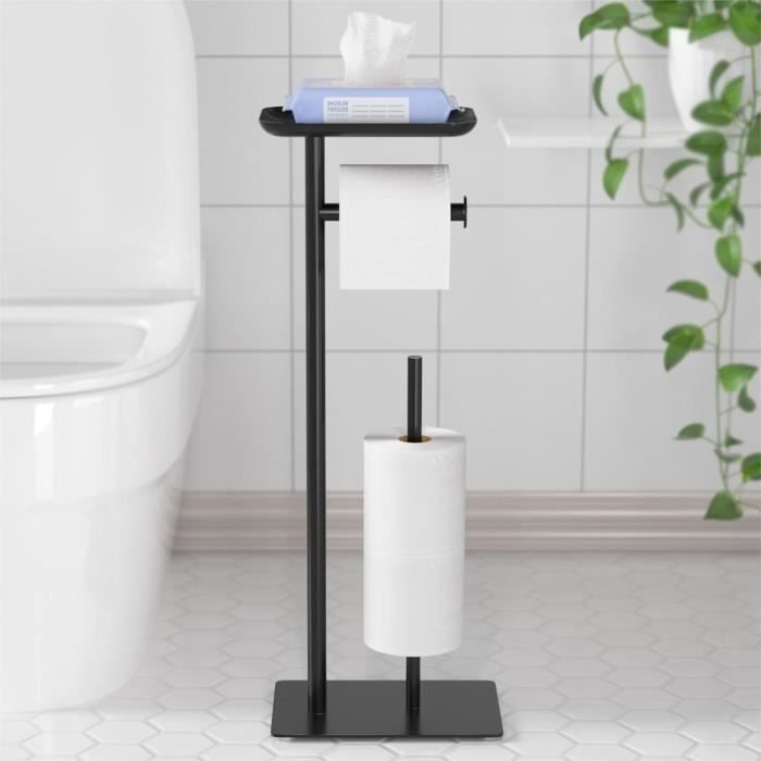 Dérouleur Papier Toilette Autoportant IDesign York Metal - Acier Inox, Couvercle, 3 Rouleaux - Design Fin Argenté - 6
