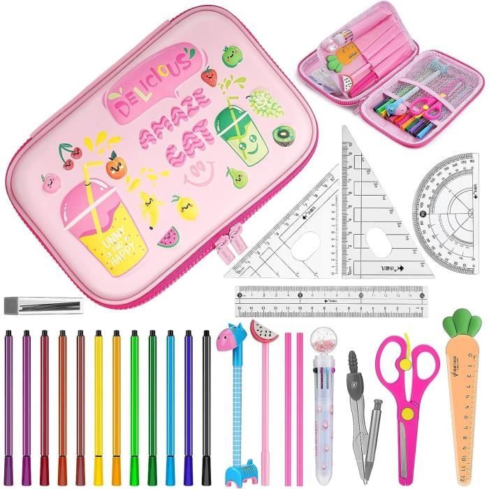 Trousse À Crayons, Feutres Personnalisable Pour Enfants Garçons, Filles 3 Compartiments, Prénom