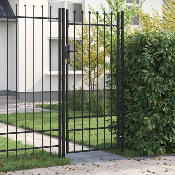 vidaXL Portail de clôture BOXTEL à une porte avec pointes supérieures acier 1x2 m noir 145746