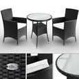 Salon de jardin 5 pièces ensemble en polyrotin - plateau verre - coussins - 2 chaises 1 table mobilier de jardin meuble extérieur-1