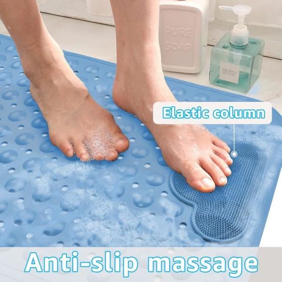 Tapis de Douche Gris Surdimensionné, Antidérapant avec 200 Grandes Ventouses pour Salle de Bain, 100 X 40 cm avec Trous de Drainage, Design Sans BPA et Écologique, Texture Galet Tapis de Douche Gris Surdimensionné, Antidérapant avec 200 Grandes Ventouses pour Salle de Bain, 100 X 40 cm avec Trous de Drainage, Design Sans BPA et Écologique, Texture Galet