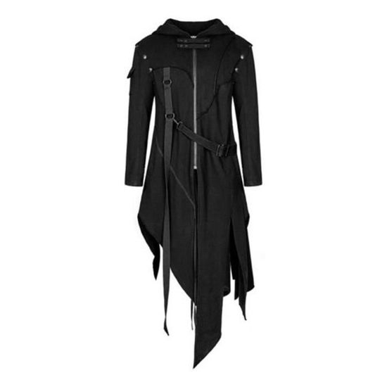 Veste a capuche asymetrique a glissiere pour hommes Manteau de style punk retro Noir Hishgoko Noir Cdiscount Sport