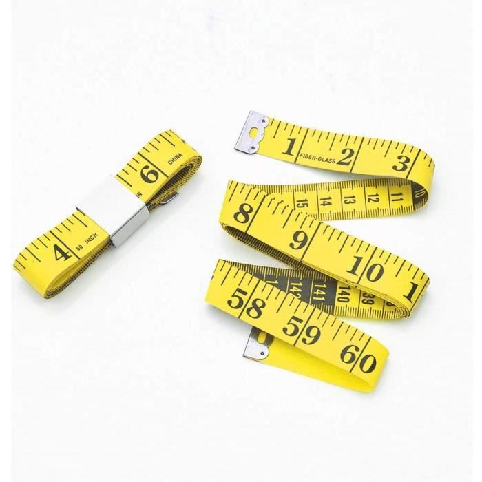 Mètre ruban de couture - 150 cm - double face avec mesures en cm et en  pouces, jaune, 150 cm