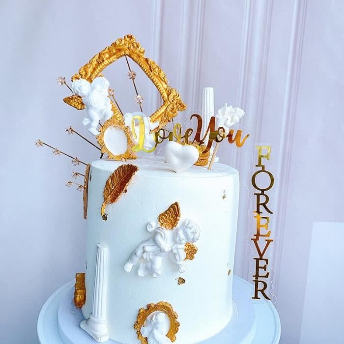Garniture de gâteau en acrylique or joyeux anniversaire, 10 pièces