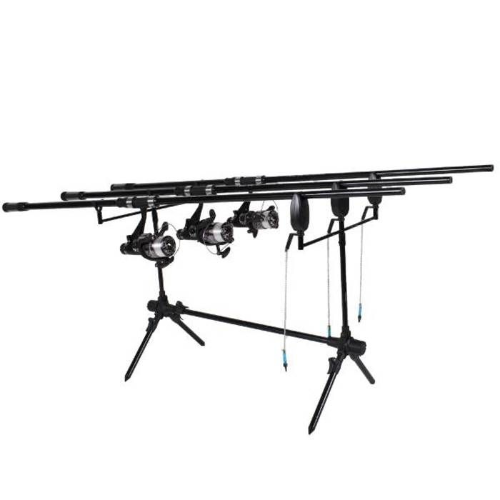 Lot De 3 Cannes Pro Carp XR 12ft 3,60m 3,00lb - Set Carpe Noir Action Parabolique