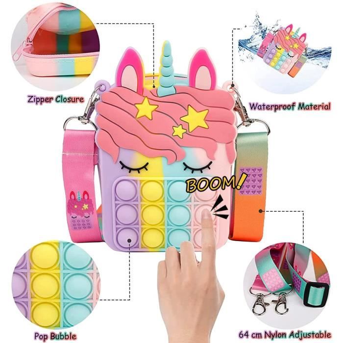 Jouet Licorne Pop It En Silicone – Porte-monnaie – Anti-stress Pour Enfants Filles