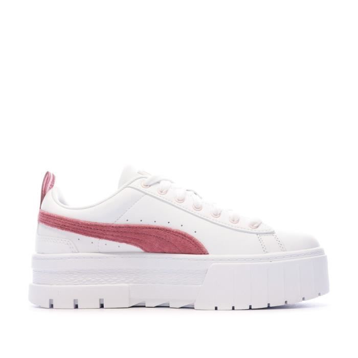 Baskets a Plateformes Blanches Femme Puma Mayze Blanc Cdiscount Chaussures