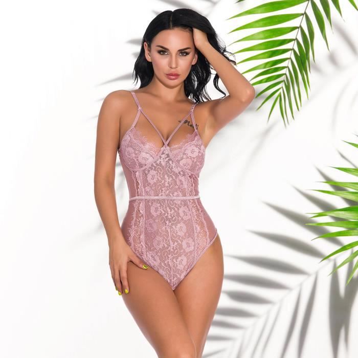 Body Sous Vetements Sexy Pyjamas Sexy Femmes Dentelle Teddy Sous Vetements Collants Rose Rose Cdiscount Pret a Porter