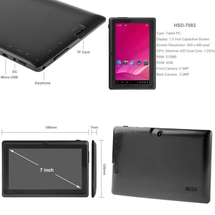 Tablette HSD7082 noire, Android 4.0, écran1