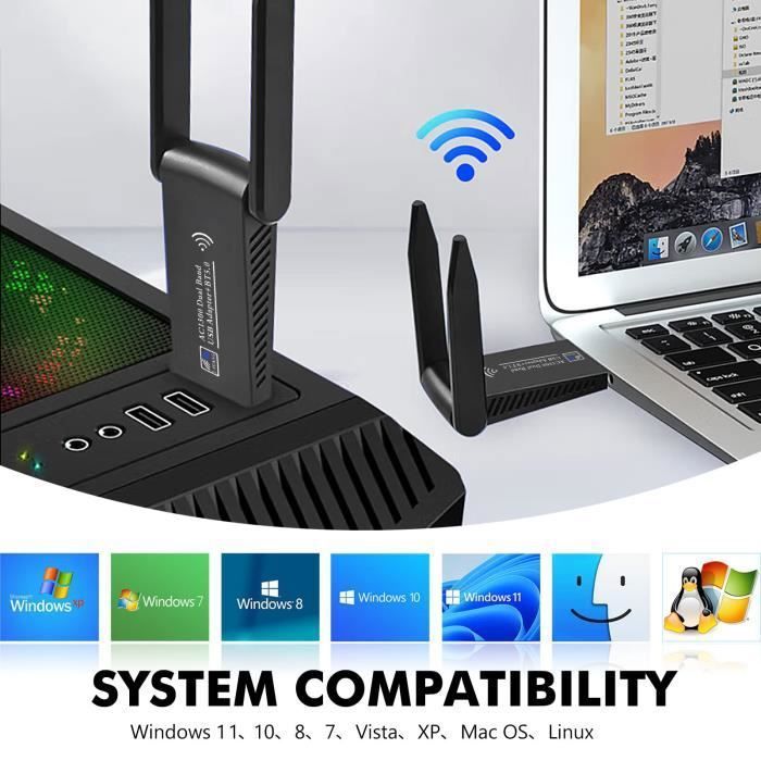 Carte WiFi Intel 9560AC - Double Bande 2.4G/5G, Bluetooth 5.0 - Compatible Dell, Acer, Asus...