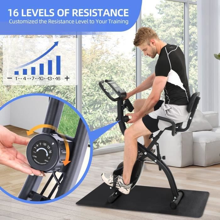 Velo d appartement pliable pour la maison Sportneer Ergometre Velo d appartement avec 16 niveaux de resistance magnetiques ve94 Cdiscount Sport