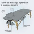 Table de massage pliante 2 zones en bois avec panneau Reiki + Accessoires et housse de transport - Gris - Vivezen-2