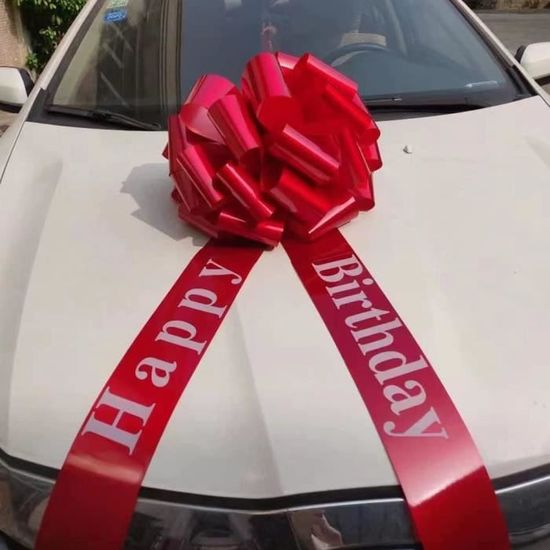 Chexin Grand nœud rouge géant pour anniversaire de voiture, Happy Birthday,  grand nœud cadeau – XXL 76 cm et nœud avec rubans de 185 cm, grosse maille,  pour vélo : : Cuisine et Maison