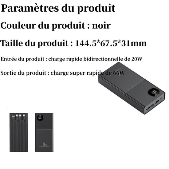 Weuiortn®25000mAh Batterie Externe Portable Mode Lcd Power Bank Avec 2