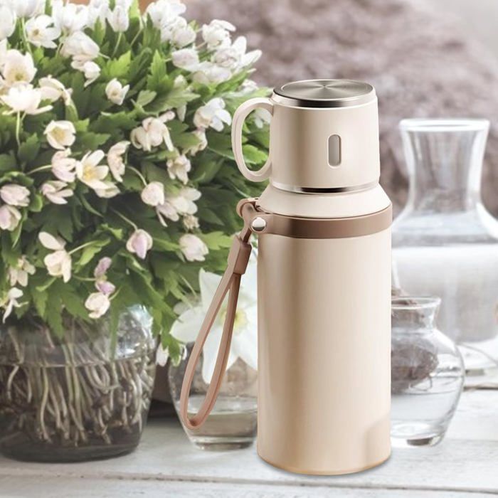 Gourde En Acier Inoxydable De 1,5 L Avec Sangle De Transport, Gourde Portable Pour Jus Et Lait, Idéale Pour La Salle De Sport Et Les Activités De Plein Air