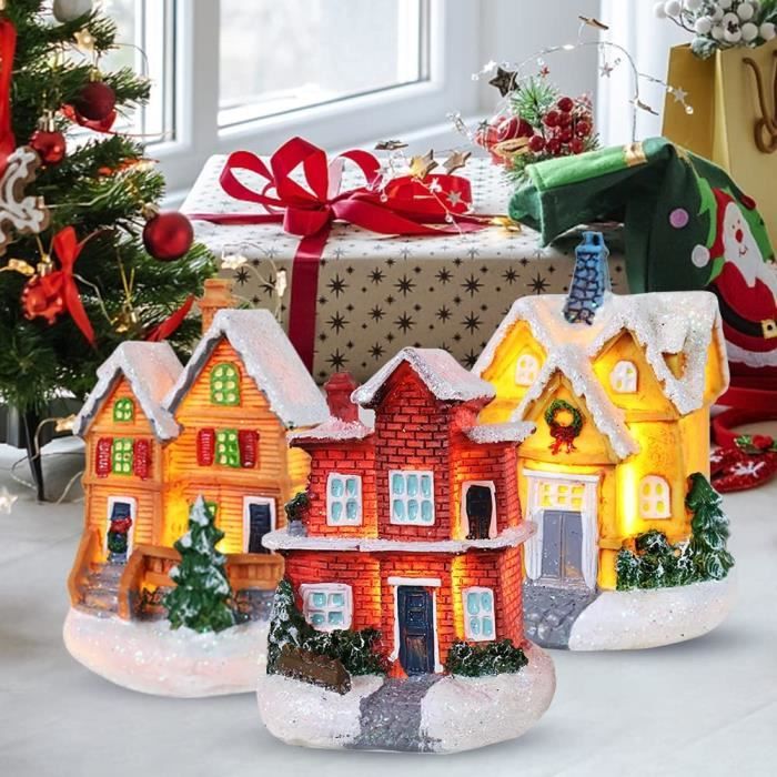 LED Maison Village De Noel Miniature, Decoration Noel Village LED Maisons  de Village de Noël en Bois Lumineuses, Maison - Cdiscount Maison