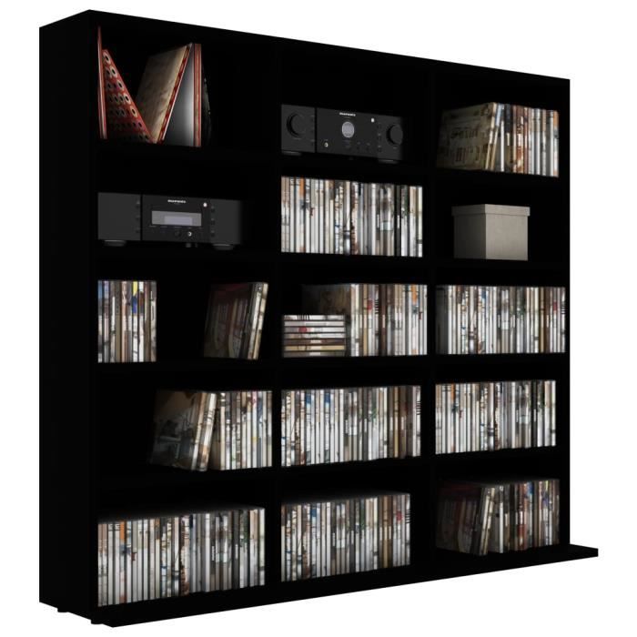 Armoire à CD VidaxL 21x20x88cm - Blanc Brillant - 6 Compartiments - Bois Ingénierie
