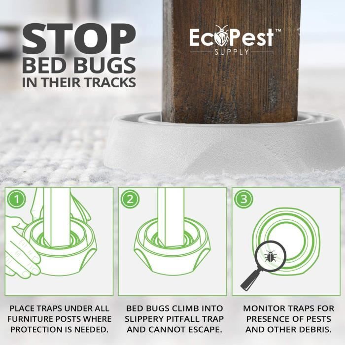 Intercepteurs de punaises de lit – lot de 4 bed bug blocker (xl