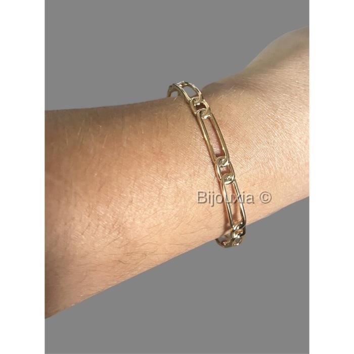 Bracelet Jonc En Plaqué Or 18 Carats – Motif Chaîne Gourmette, Marque Bijouxia, Neuf Avec étiquettes