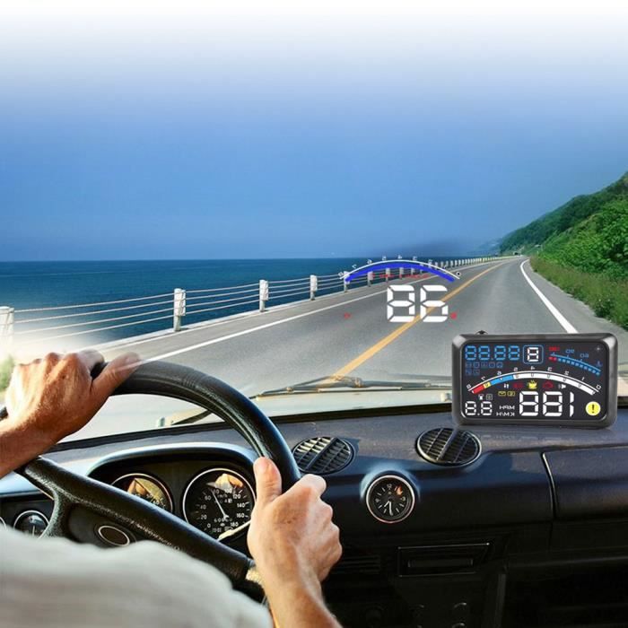 Affichage tête haute, Affichage tête haute universel de voiture HUD,  projecteur multifonctionnel compteur de vitesse GPS compteur de vitesse GPS