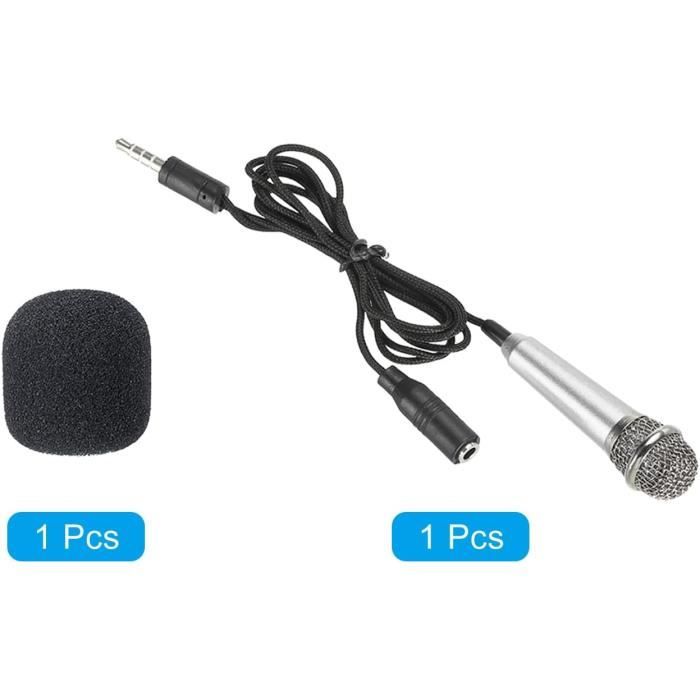 PATIKIL Mini Microphone Portable Argent - Pour Enregistrement Vocal Et Chant