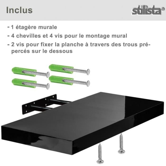 Étagère Murale Flottante WOLTU - Tablette Bois MDF 40x22.9x3.8cm - Noir - Support 15kg - Pour Livres, Déco