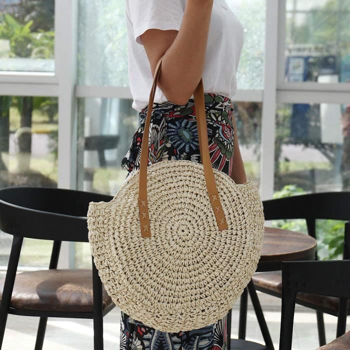 Sac en osier rond pas cher sale
