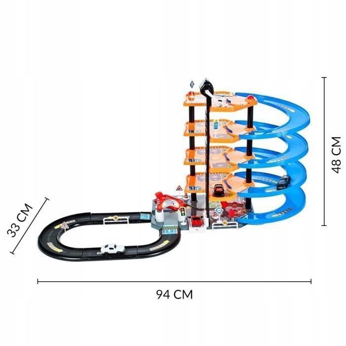 LumenVela Garage Voiture Enfants 142 Pièces – 3 Étages + Station-Service + 6 Voitures – Dès 4 Ans