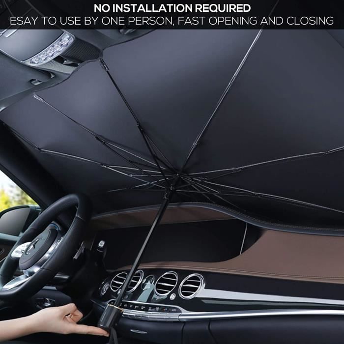 Pare-Soleil Parapluie Voiture, Parapluie pour Voiture Pare-Brise, Pare- Soleil pliable, Windscreen Sun Shield UV 79*145CM - Cdiscount Auto
