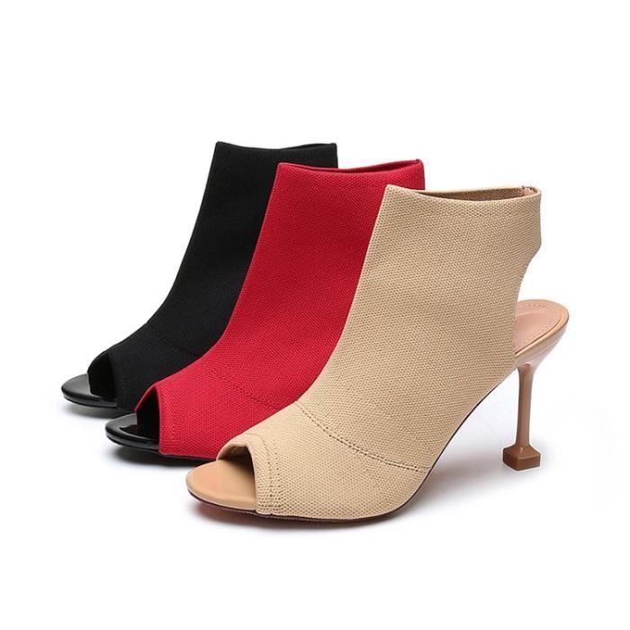 Escarpins Femme Talon aiguille Confortable Rouge HAIKEYI Achat