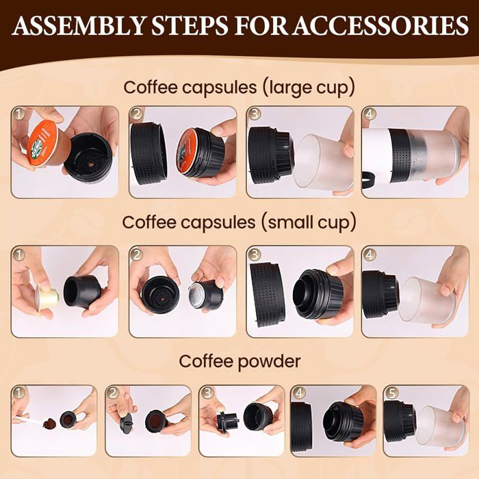 Cafetière Expresso 3 En 1 Machine à Café Multi-capsules 3 En 1 Portable - Compatible Petites Et Grandes Capsules Machine Café Bureau Voiture