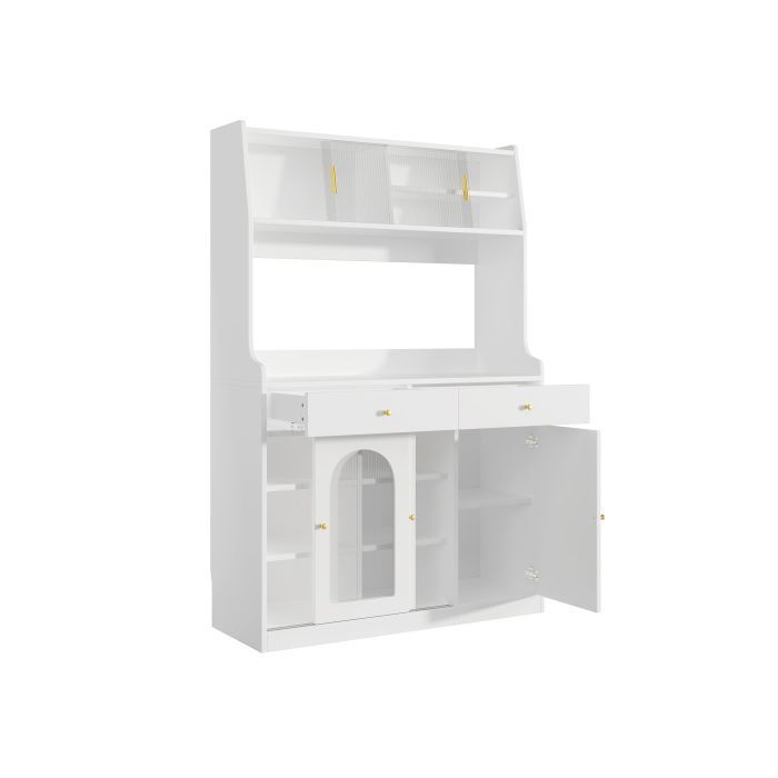 Buffet De Rangement Avec Lumière LED Et 2 Portes Pour Salon Et Salle à