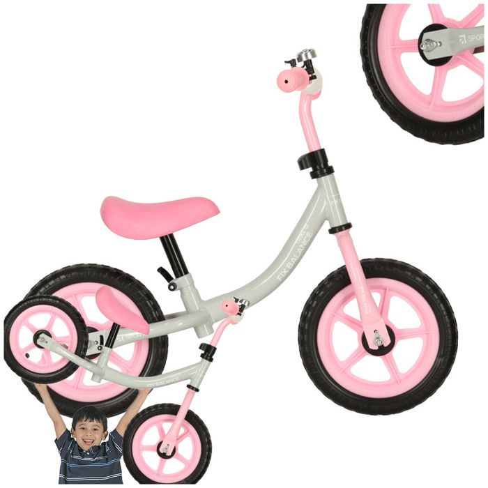 ZWOOS - Draisienne Enfant 12 Pouces Ultra-légère, 2-5 Ans, Cadre Acier, Selle Réglable 34-39,5 Cm, Charge 25 Kg, Guidon 360°
