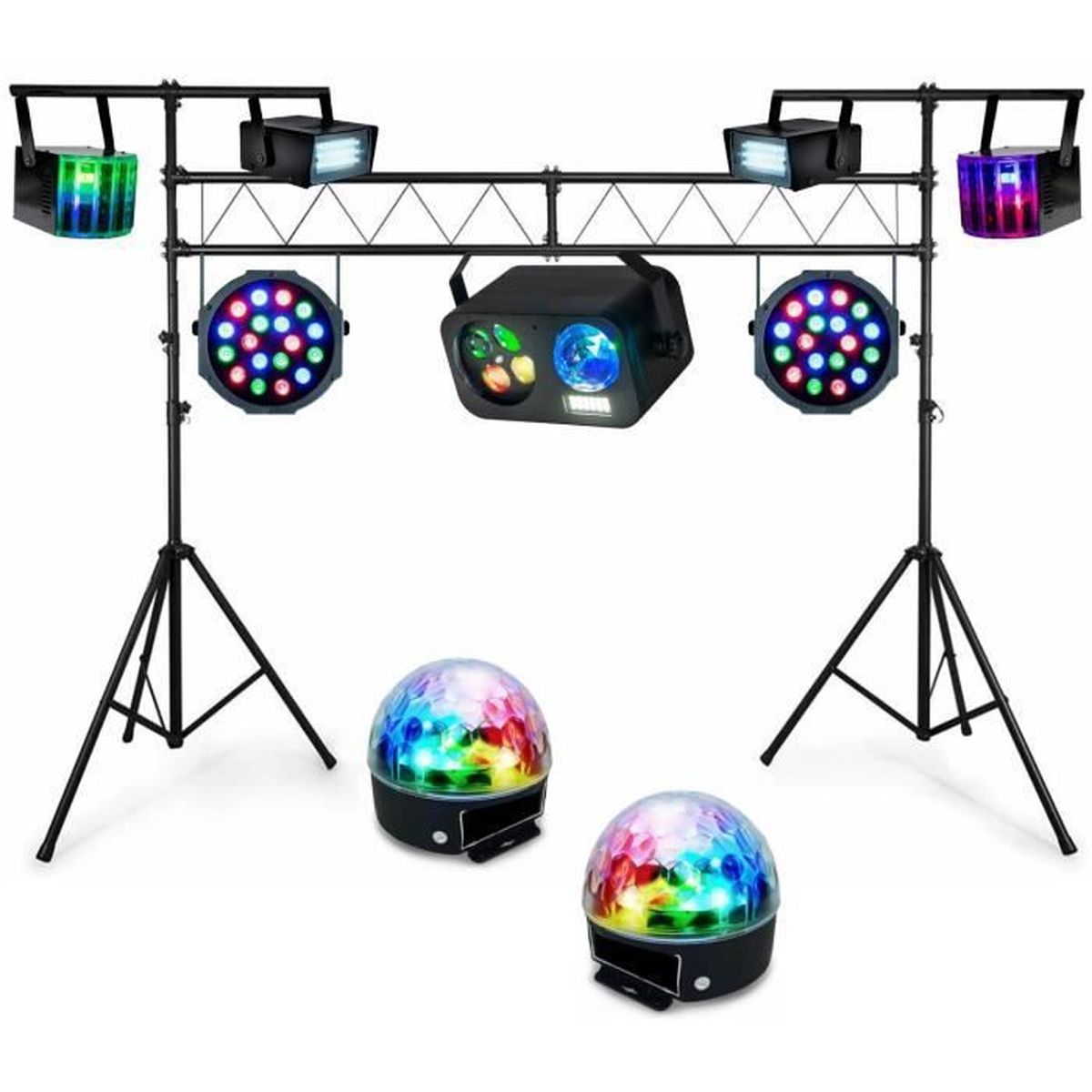 6 JEUX DE LUMIERES PUISSANTS LED GOBO STROBO UFO + 1 PORTIQUE EN ACIER DE 3M PA DJ LED SONO 6 JEUX DE LUMIERES PUISSANTS LED GOBO STROBO UFO + 1 PORTIQUE EN ACIER DE 3M PA DJ LED SONO