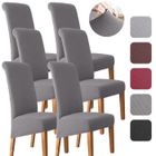 MULISOFT Lot de 6 Housses de Chaise grande taille épaissi et élargi extensible universelle, Avec bande élastique - Gris foncé