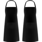 MINGMEI 2 Pack Chef Tabliers, Noir Tablier avec 2 Poches, Etanche Réglable Tablier, pour Homme Femme Cuisine, Jardinage, Restaurant