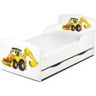 LEOMARK Moderne Lit d'Enfant Toddler motif M. ESCAVATEUR tiroir et matelas 140/70
