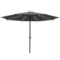 HENGDA Parasol avec éclairage solaire LED, parasol de jardin Ø 350 cm gris