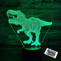 Cadeaux de dinosaure, veilleuse T Rex 3D 16 couleurs changeantes lampe de chevet pour enfants avec télécommande, cadeaux
