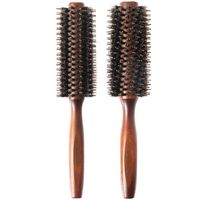 2 brosses à cheveux en poils de sanglier avec picots en nylon et manche en bois pour lisser les cheveux.