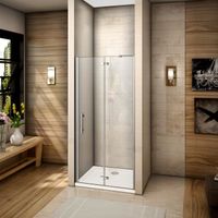 Porte de douche pivotante, paroi de douche 80cm à charnière, installation en niche,Vitrification NANO, hauteur 195cm
