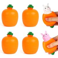 Squishy Bunny Stress Bubbles Squeeze Toys, 4 Pack Stress Relief Toys to Relax - Easter Party Favor Gifts for Children